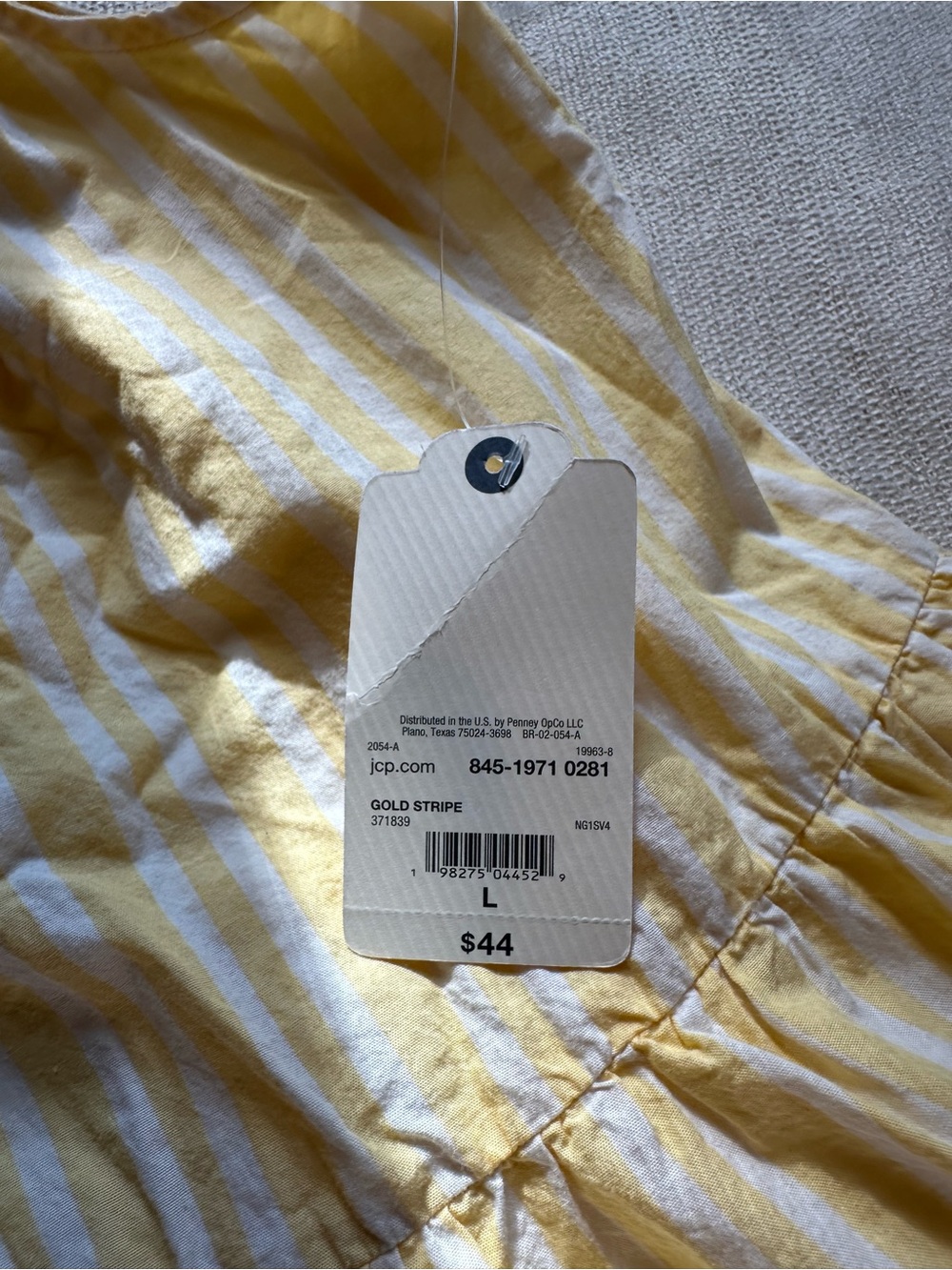St. John’s Bay Yellow Striped Embroidered Cotton Tiered Dress Large Pockets - Picture 4 of 5